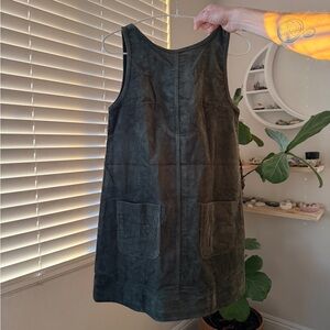 Elegant Olive Corduroy Sleeveless Dress